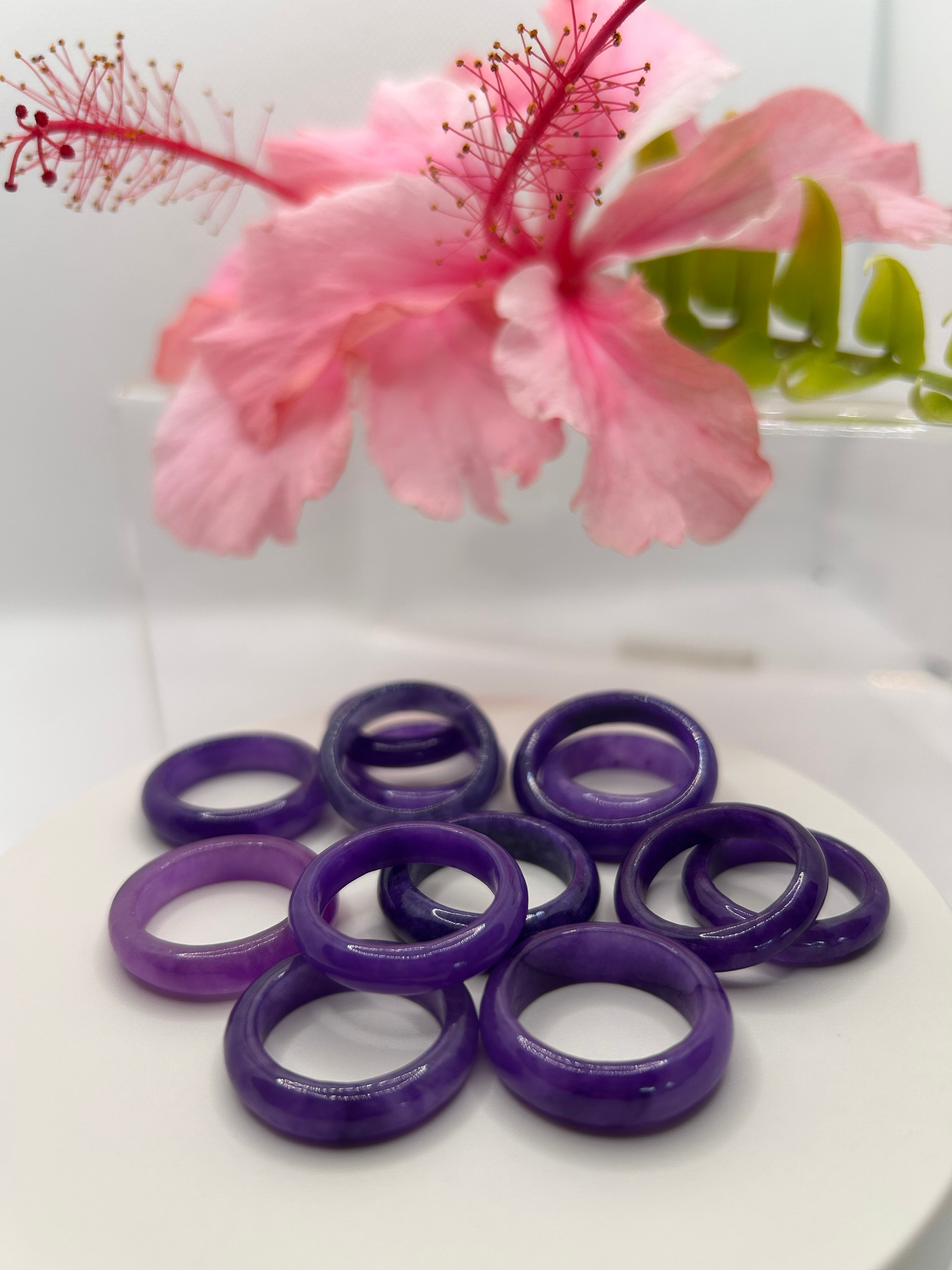 Lavender and Purple Jade Rings