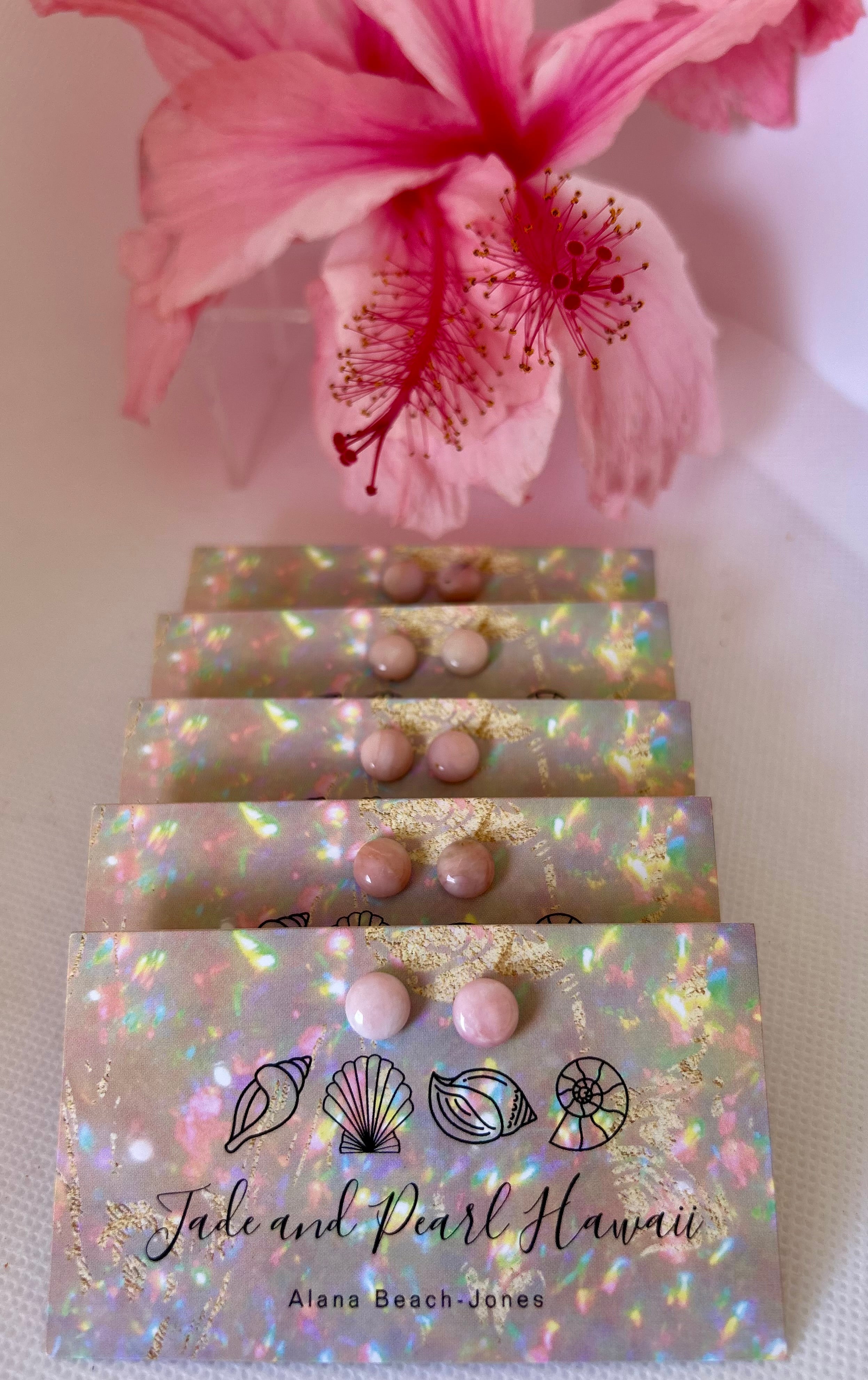 Peruvian Pink Opal Stud Earrings