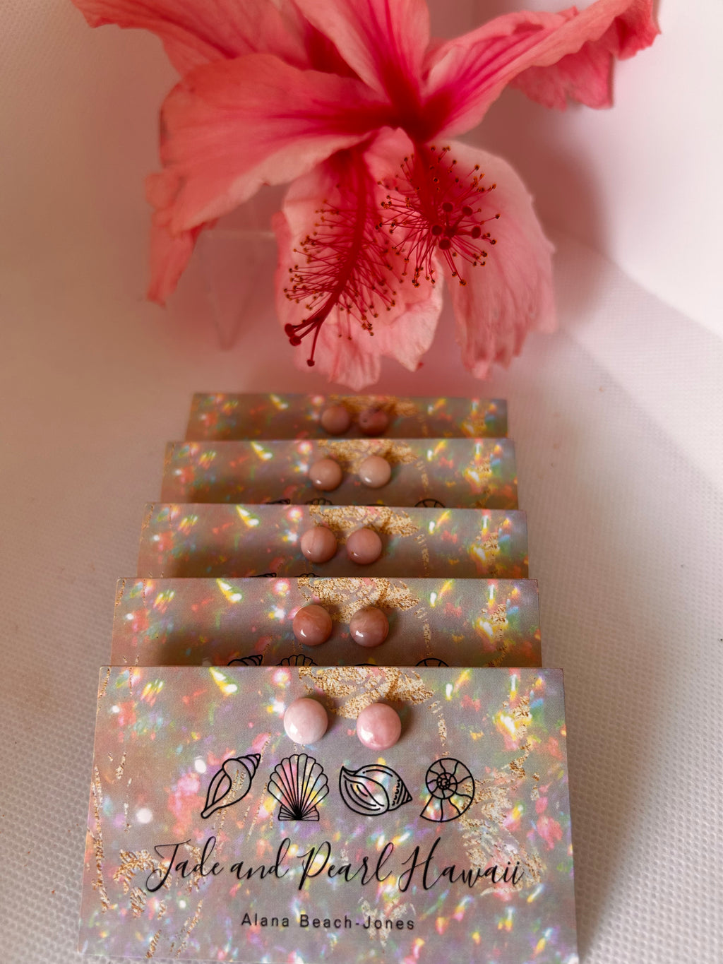 Peruvian Pink Opal Stud Earrings