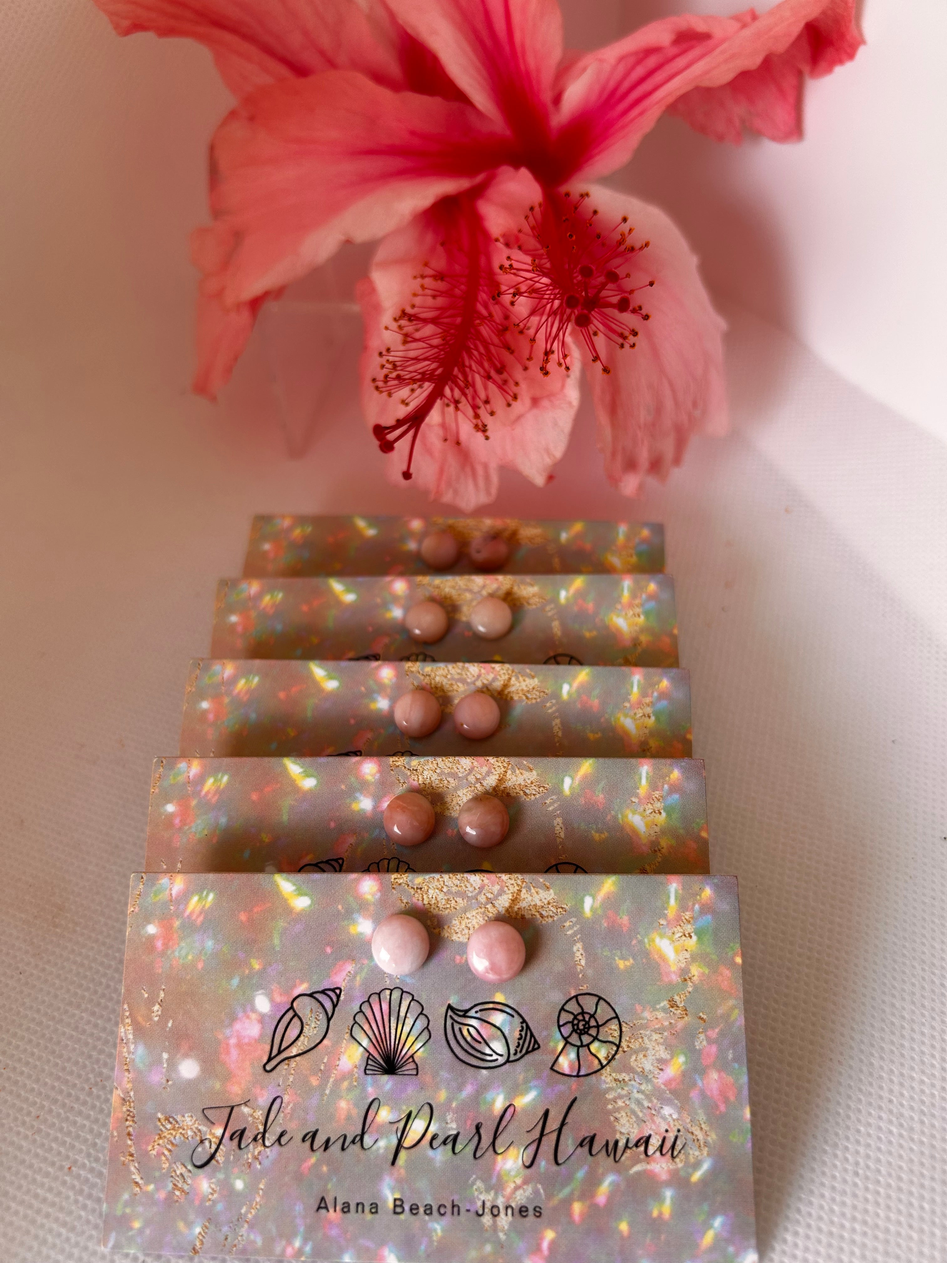 Peruvian Pink Opal Stud Earrings