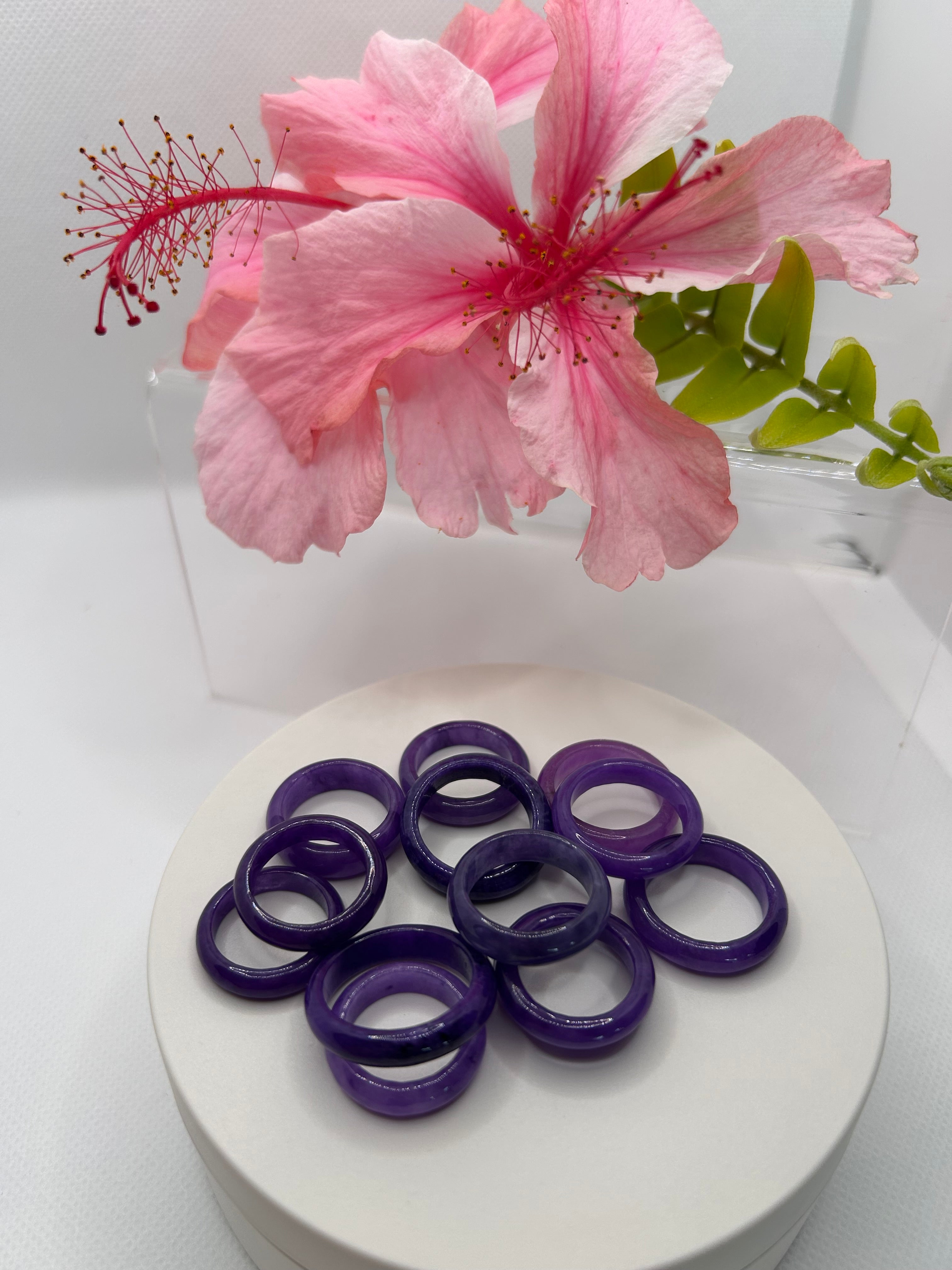 Lavender and Purple Jade Rings