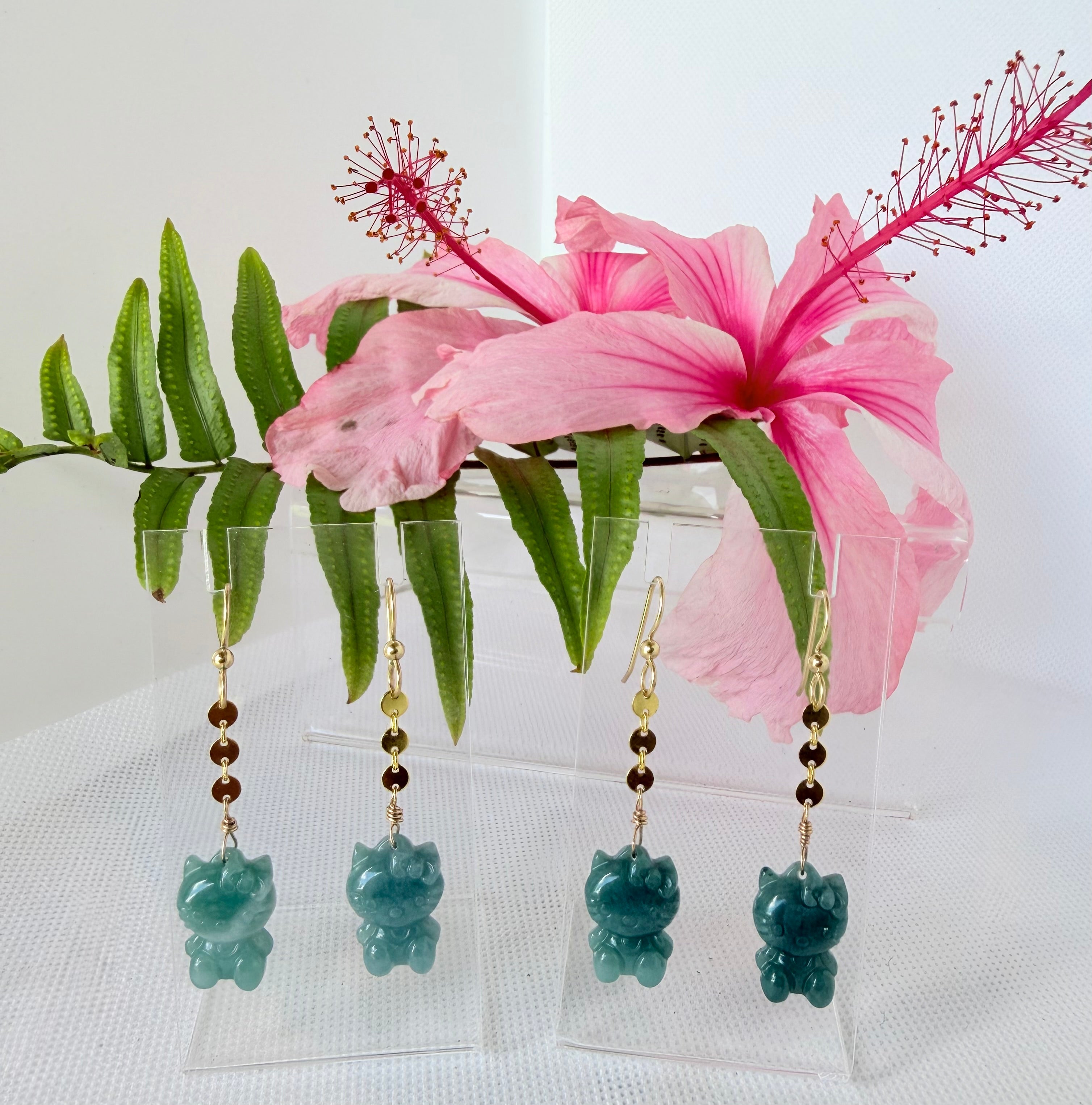 HK Earrings Blue Jade