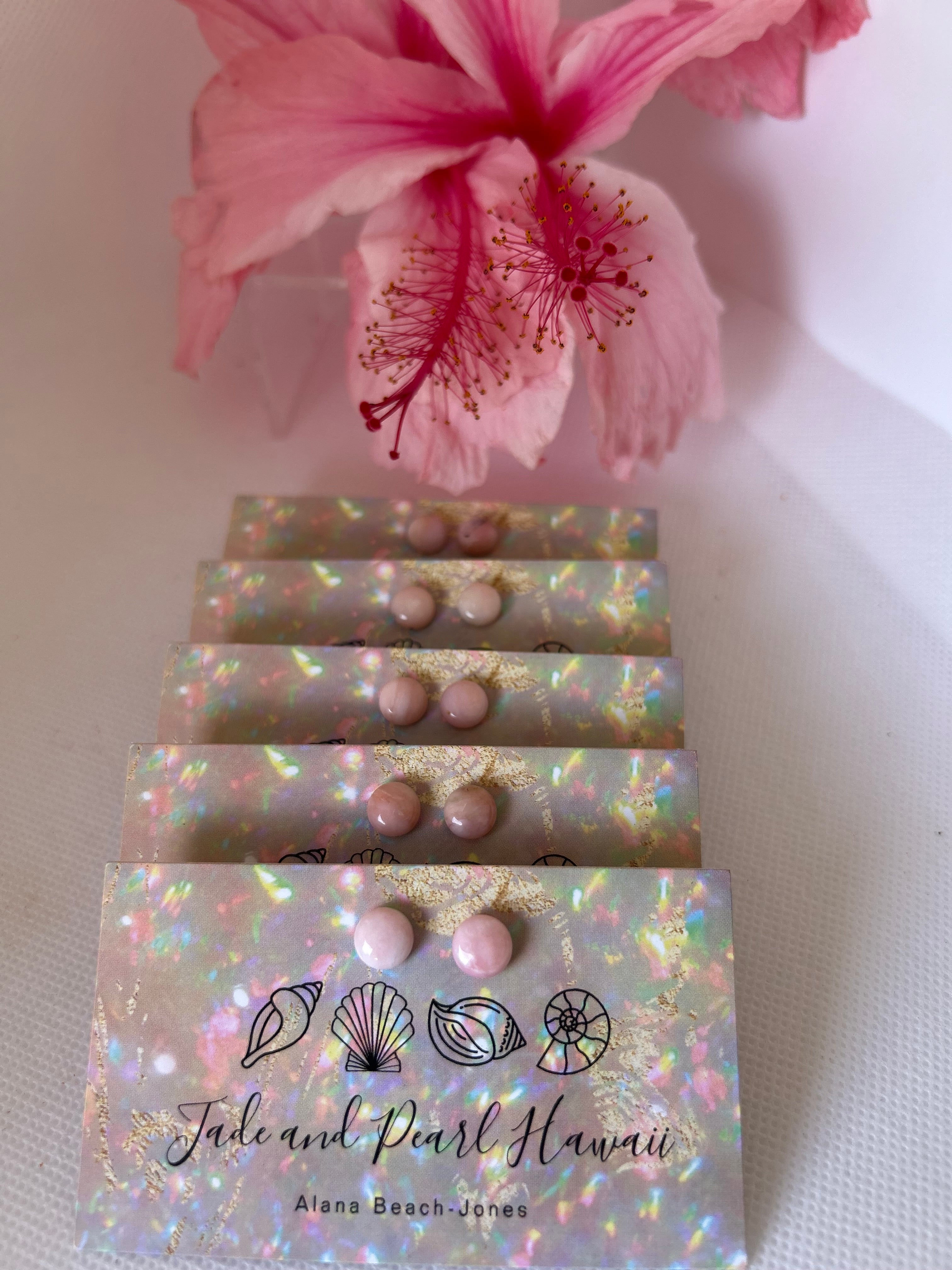 Peruvian Pink Opal Stud Earrings