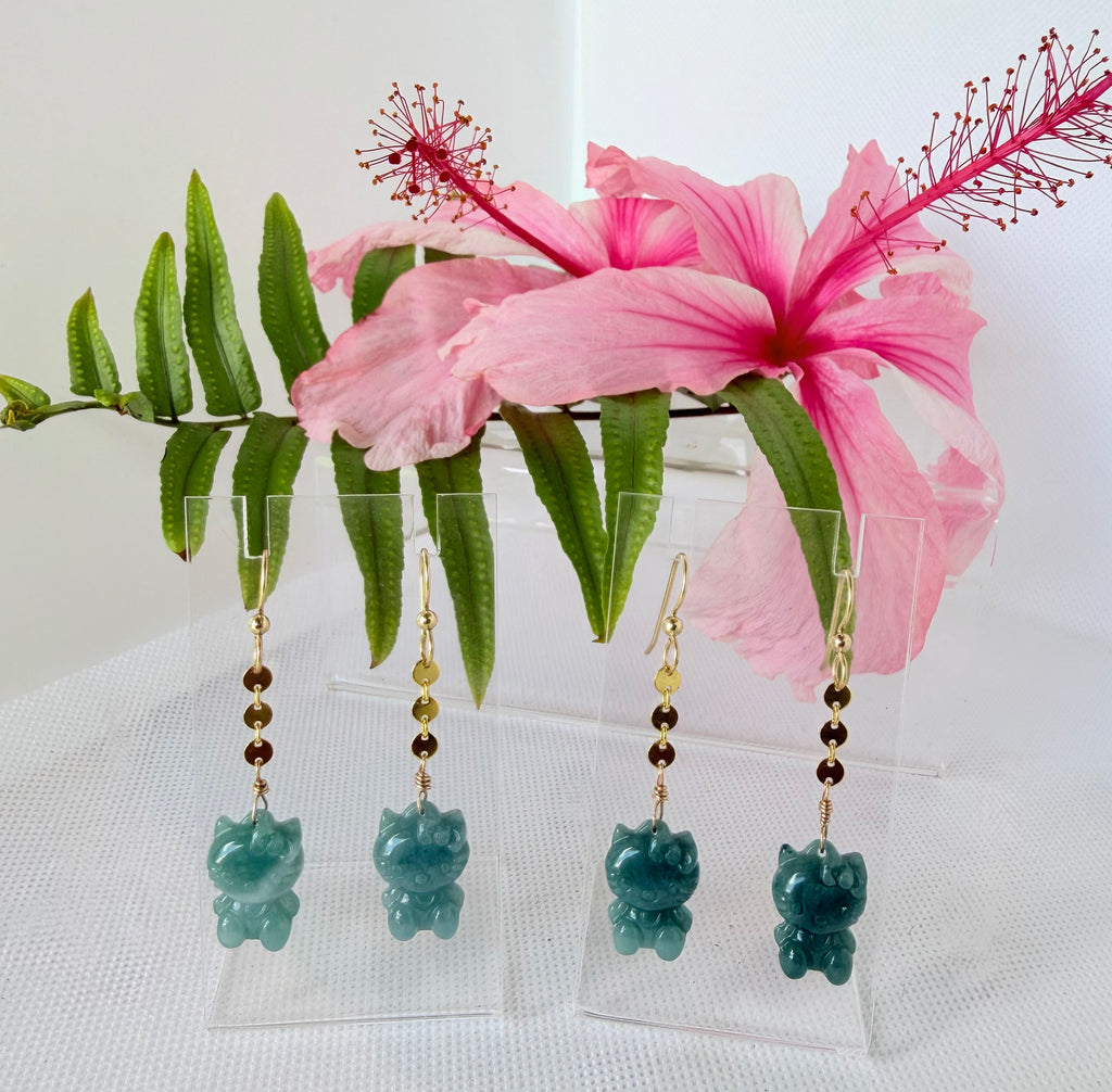 HK Earrings Blue Jade