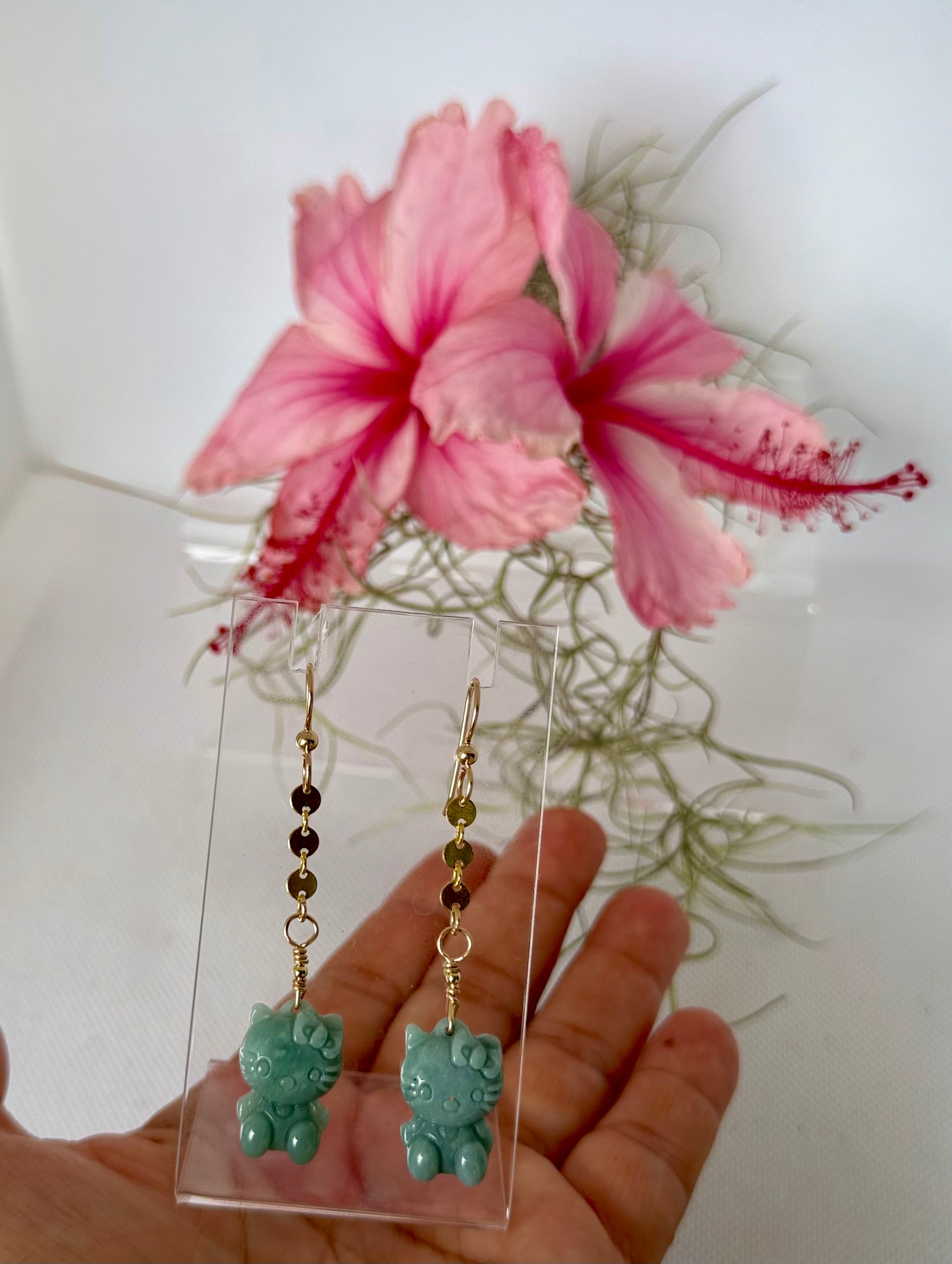 HK Earrings Blue Jade