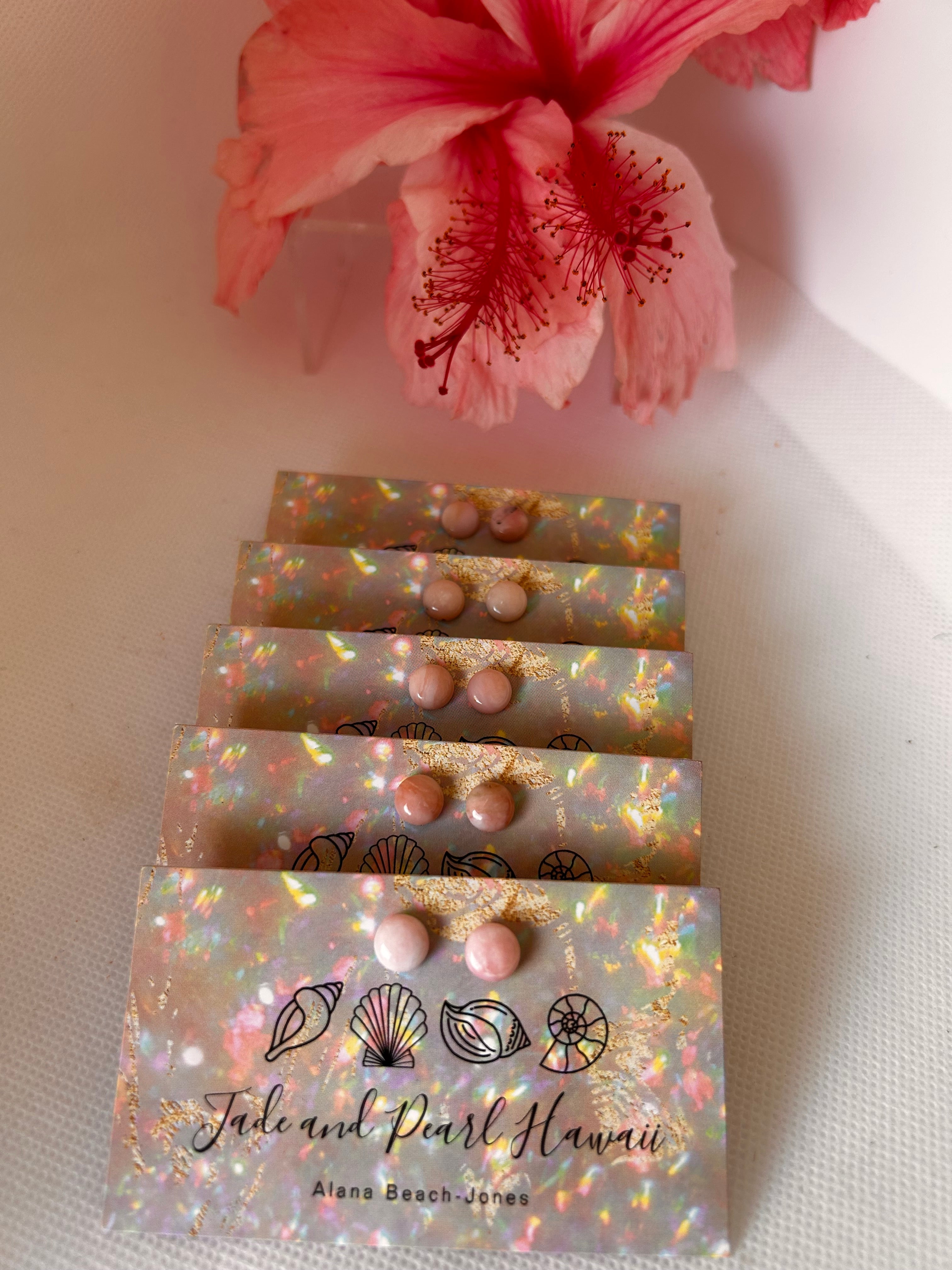 Peruvian Pink Opal Stud Earrings