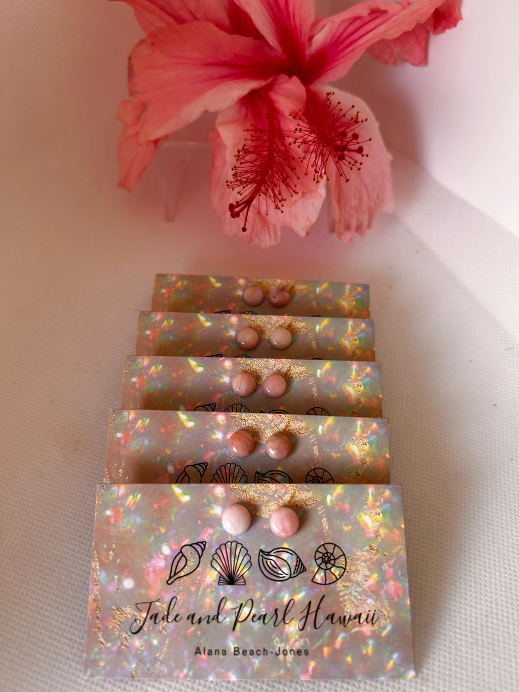 Peruvian Pink Opal Stud Earrings