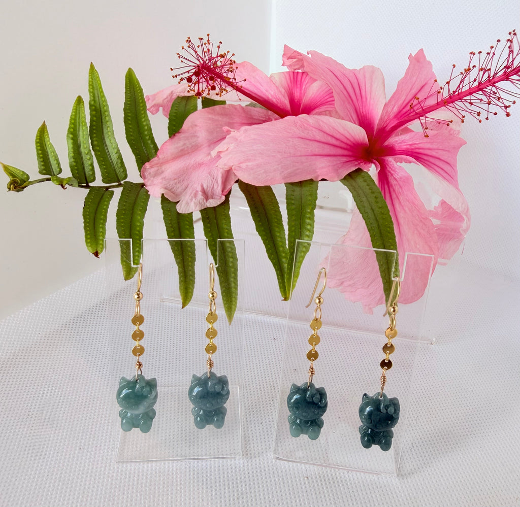 HK Earrings Blue Jade