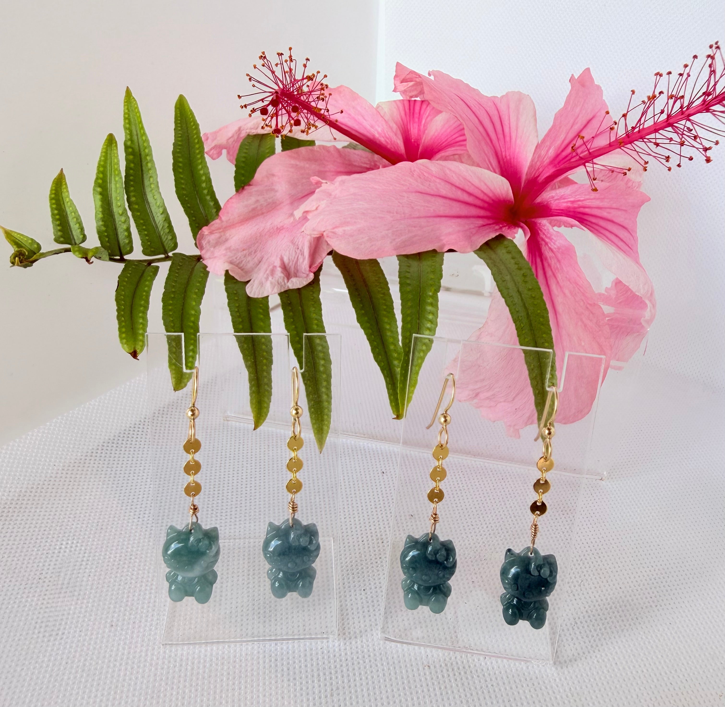 HK Earrings Blue Jade