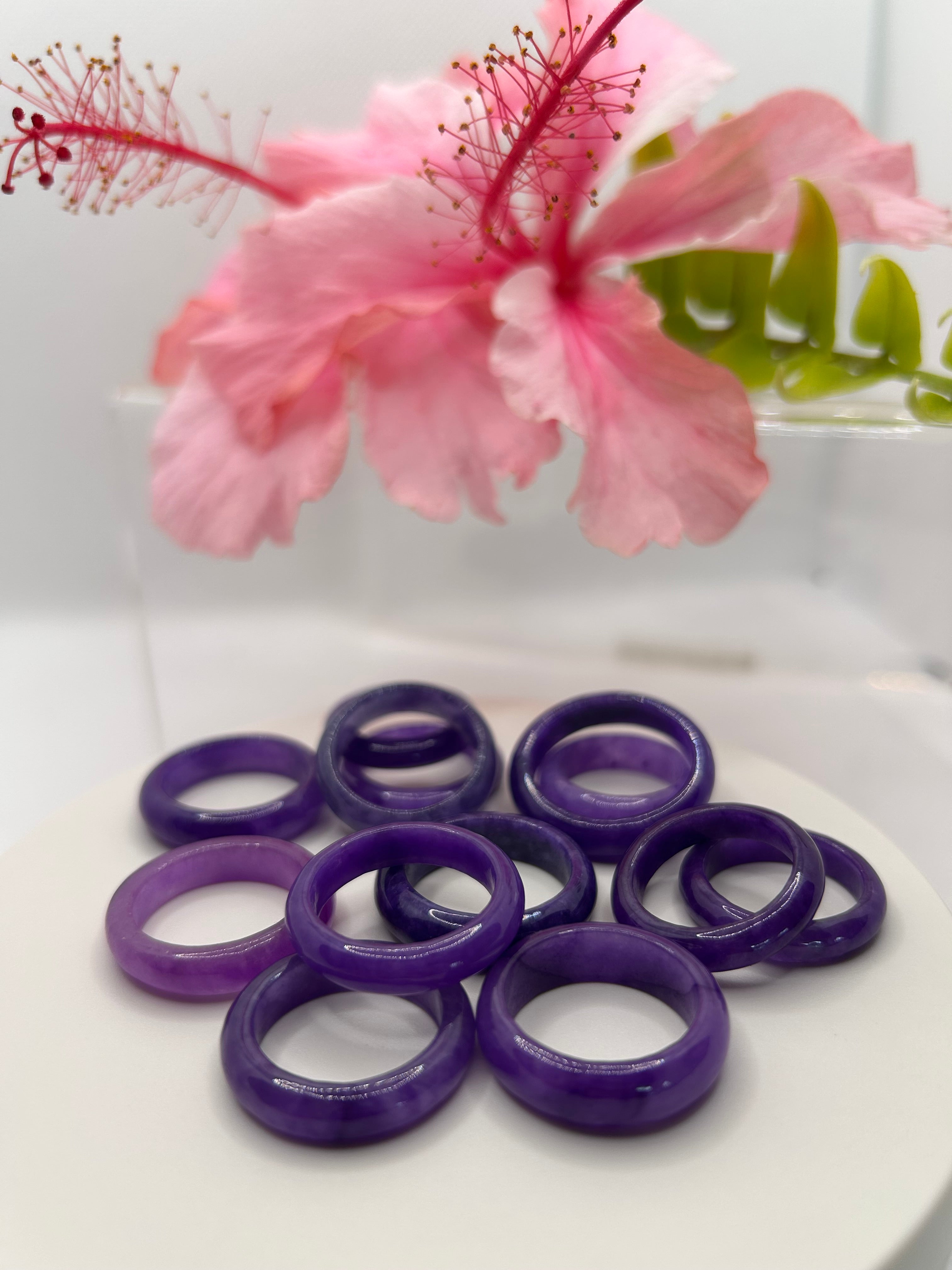 Lavender and Purple Jade Rings