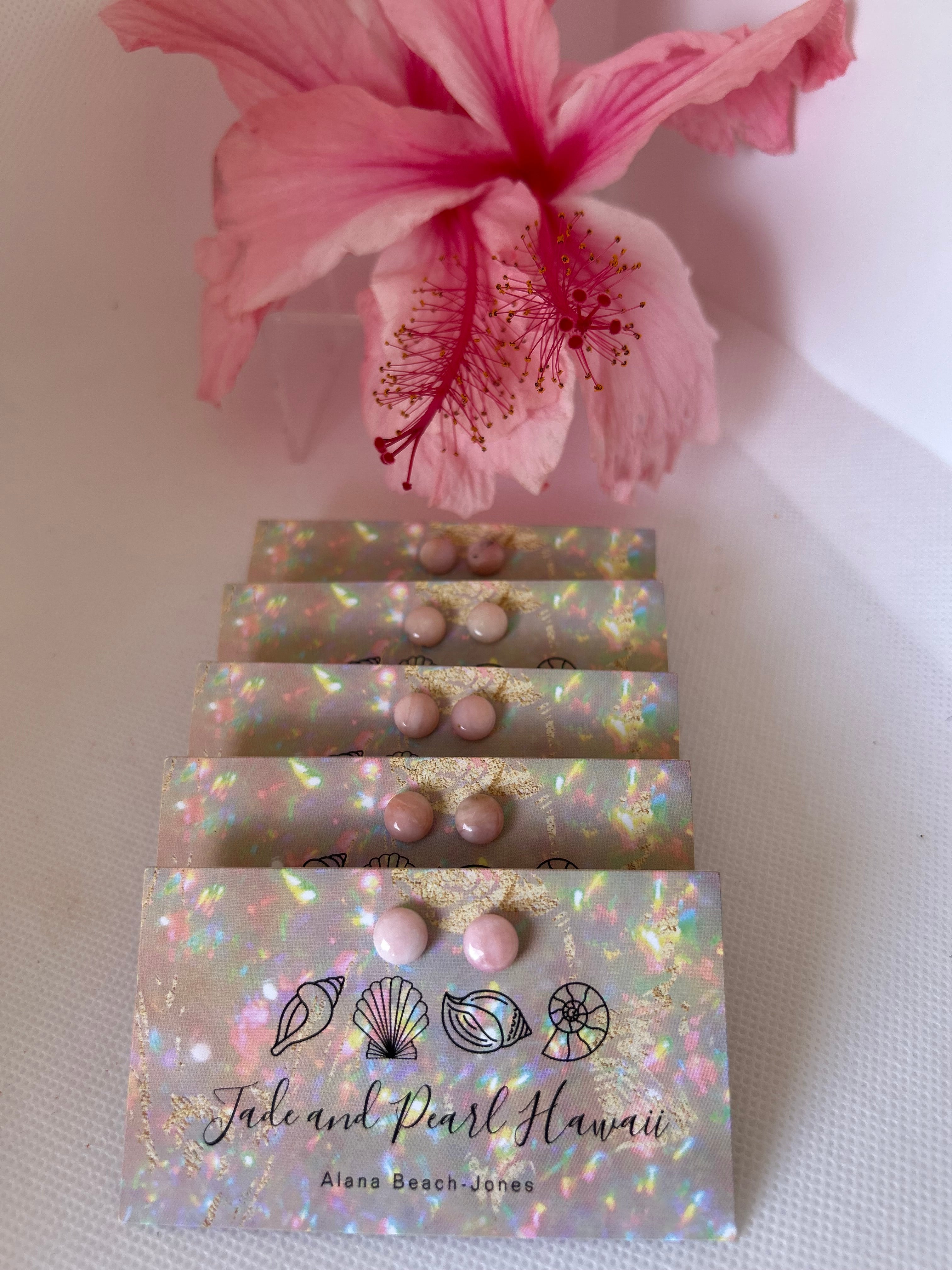Peruvian Pink Opal Stud Earrings