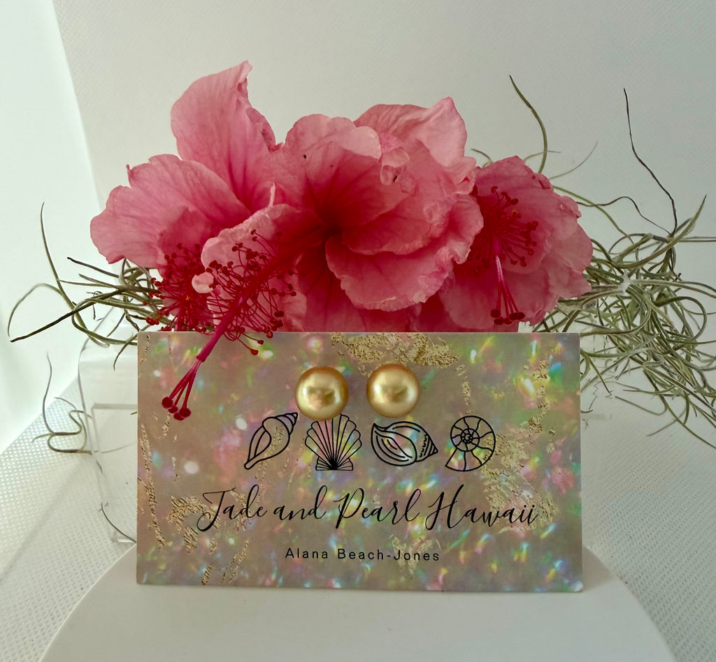 Golden South Sea Pearl Stud Earrings