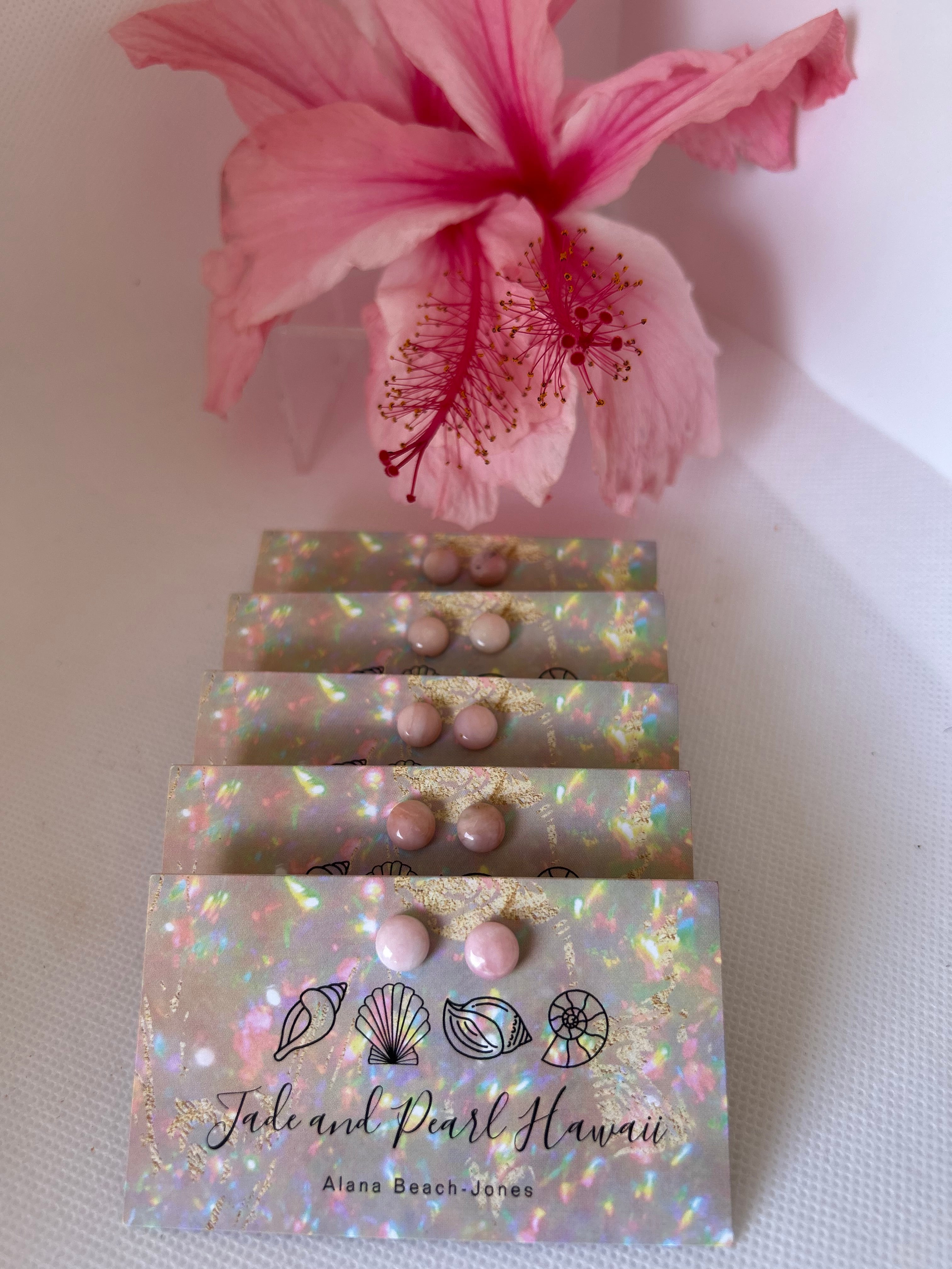 Peruvian Pink Opal Stud Earrings