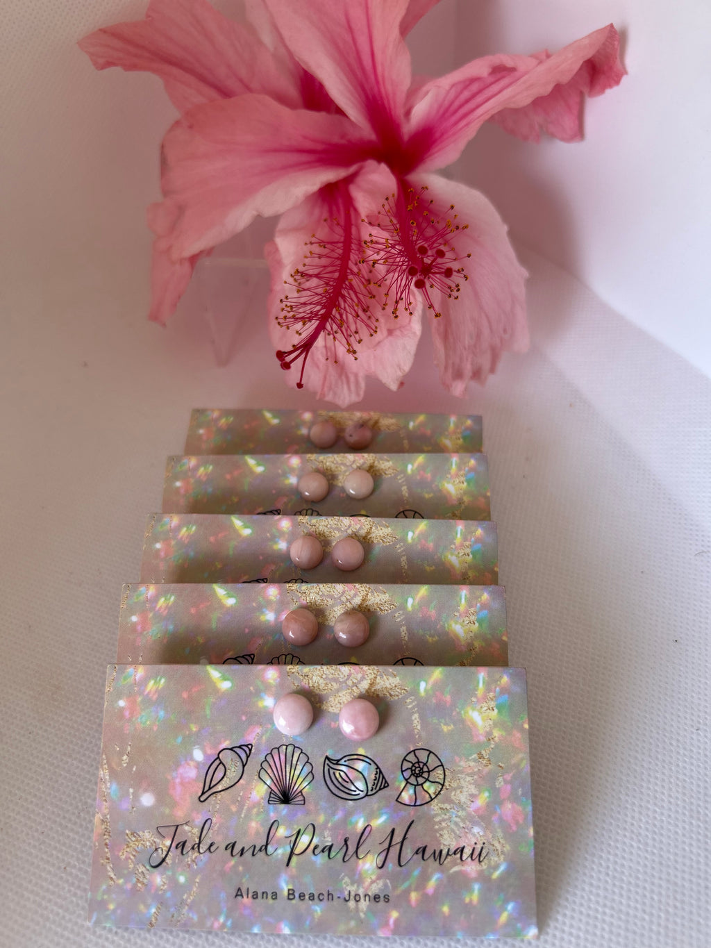 Peruvian Pink Opal Stud Earrings
