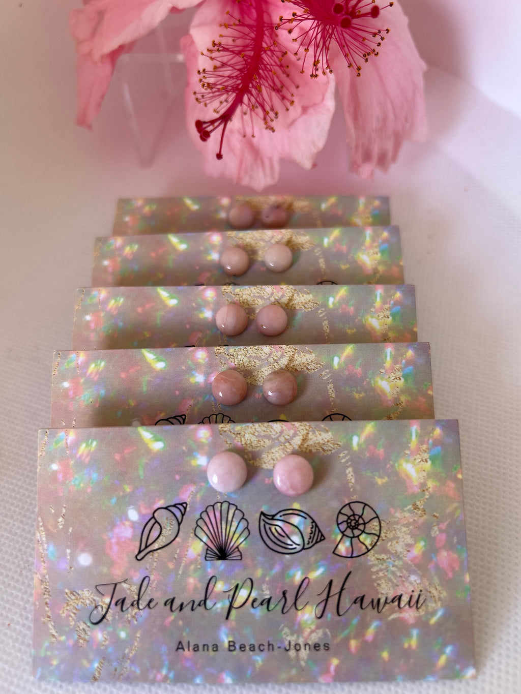 Peruvian Pink Opal Stud Earrings