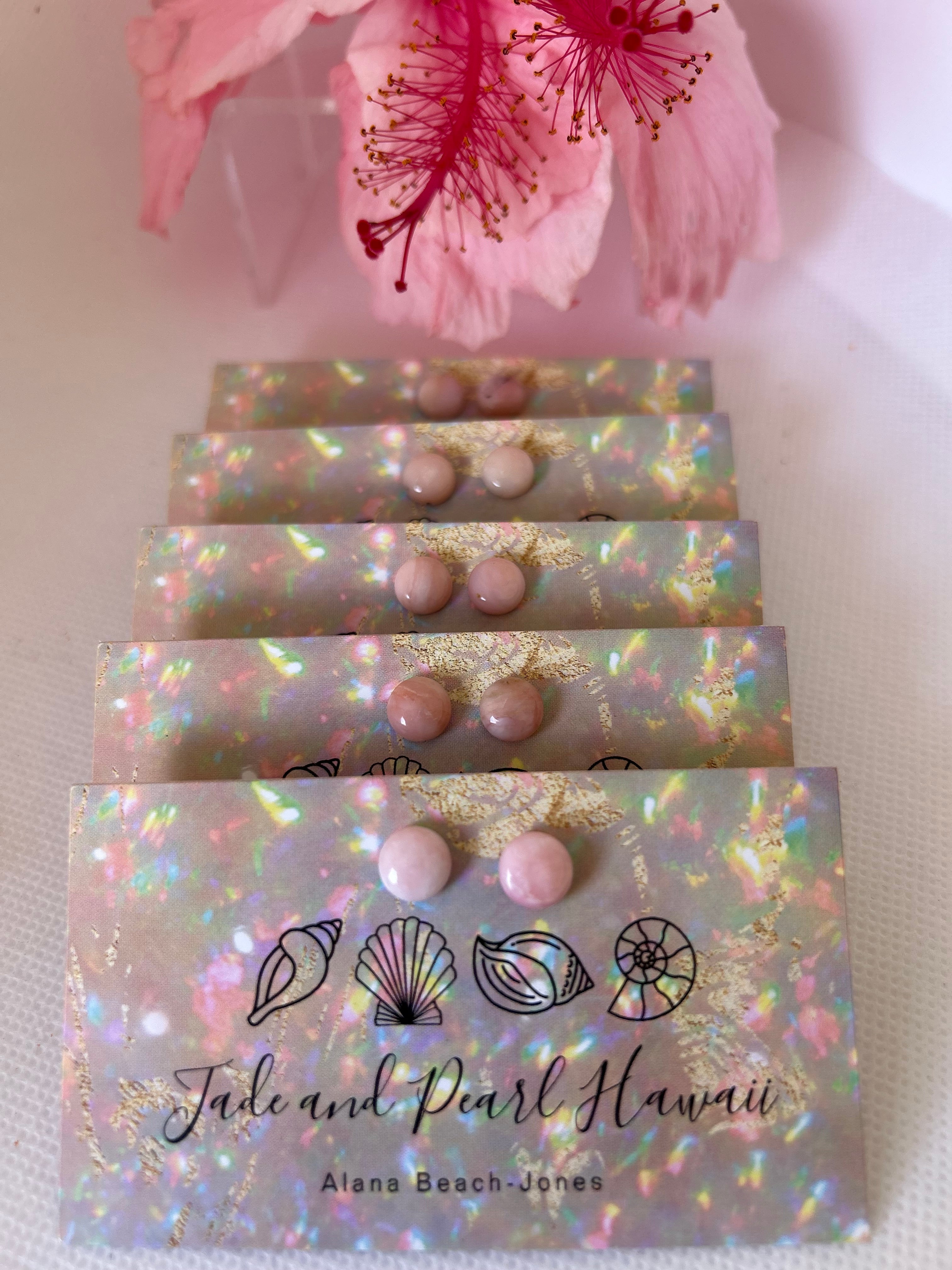 Peruvian Pink Opal Stud Earrings