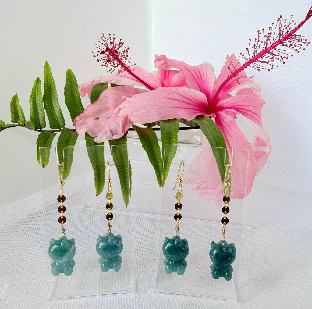 HK Earrings Blue Jade