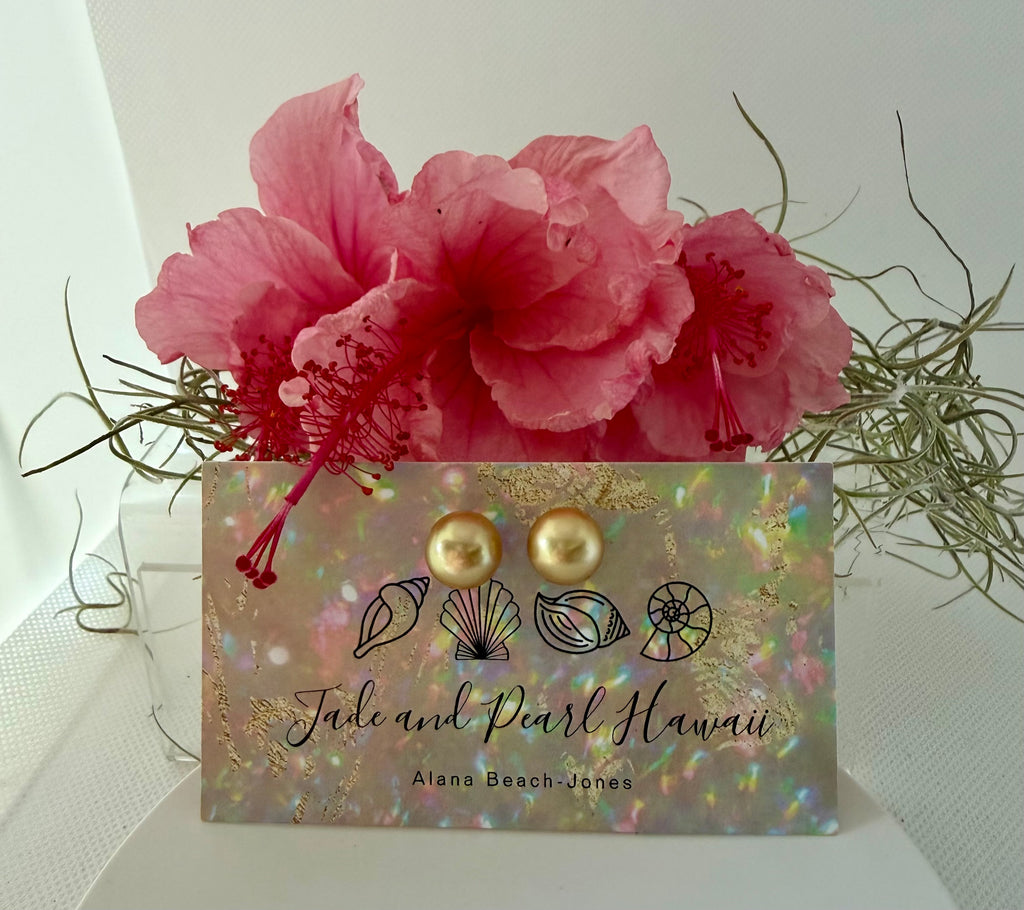 Golden South Sea Pearl Stud Earrings